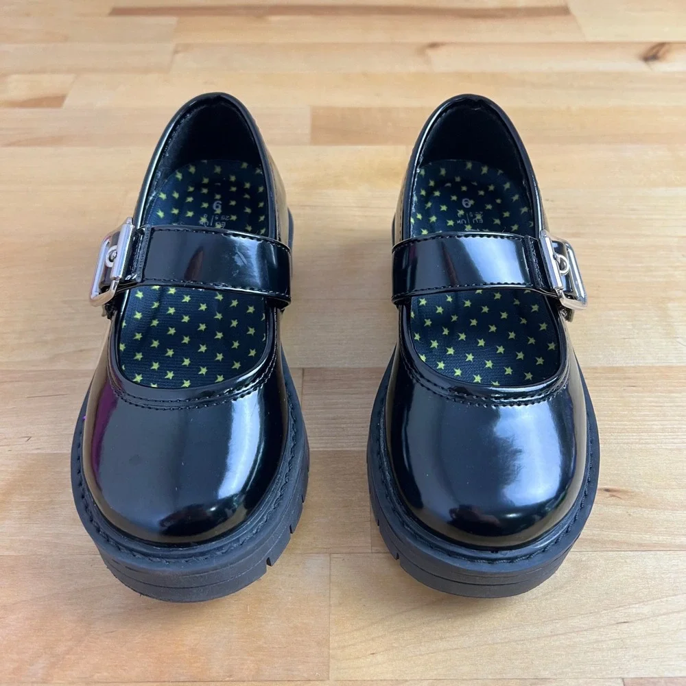 Dream Pairs‎ Black Patent Mary Jane Platform Lug Sole Shoes Girls Kids Size 9